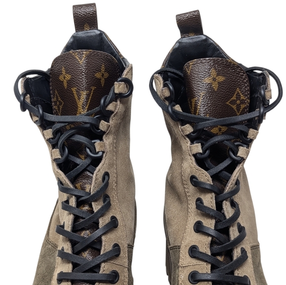 Louis Vuitton Laureate Tan Beige Black Neutral Desert Combat Boots Size EU 38 - Picture 4 of 16
